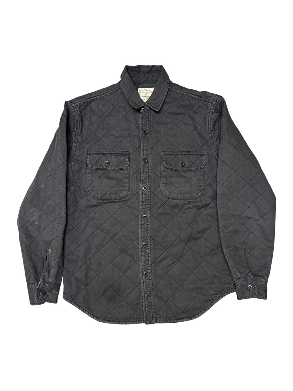 J.Crew Shirt Mens Small black Quilted Long Sleeve Workshirt Button Up Padded